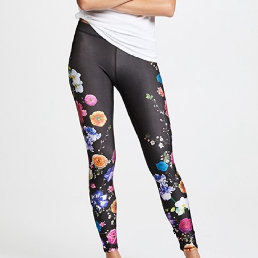 Terez Black Floral Leggings Size Small